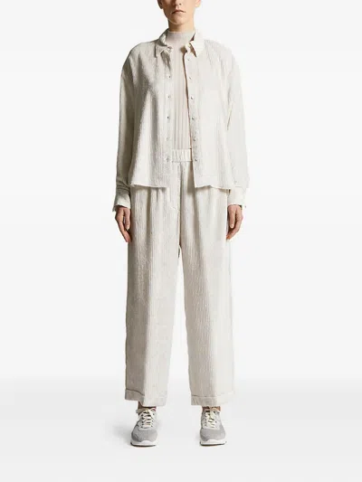 Peserico Ribbed-texture Button-down Shirt In Neutral