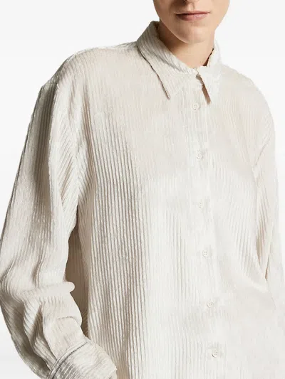 Peserico Ribbed-texture Button-down Shirt In Neutral