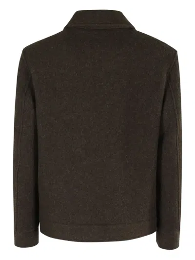 Fay Archive Plush Trucker Jacket In Brown