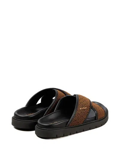 Max Mara Cross-strap Flat Slides In Brown