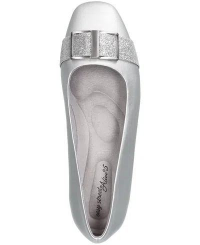 Easy Street Women's Keely Square Toe Ballet Flats In Silver