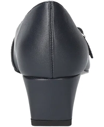 Easy Street Womens Block Heel Booties In Blue