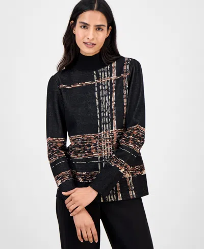 Anne Klein Mock Neck Sweater In Black