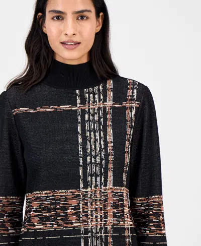 Anne Klein Mock Neck Sweater In Black