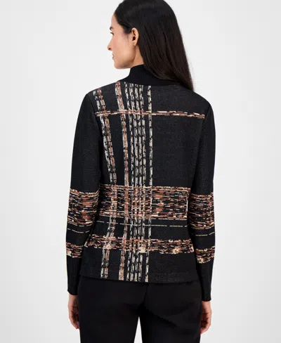 Anne Klein Mock Neck Sweater In Black