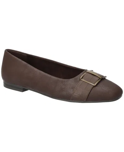 Easy Street Women's Keely Square Toe Ballet Flats In Brown