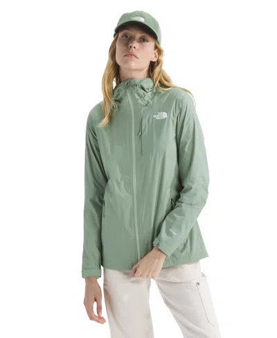 The North Face Women's Alta Vista Hooded Rain Jacket In Green