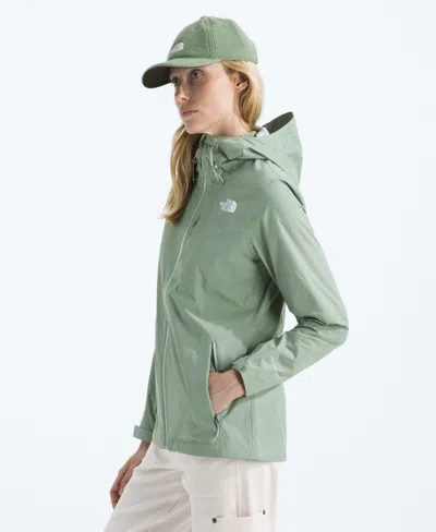 The North Face Women's Alta Vista Hooded Rain Jacket In Green
