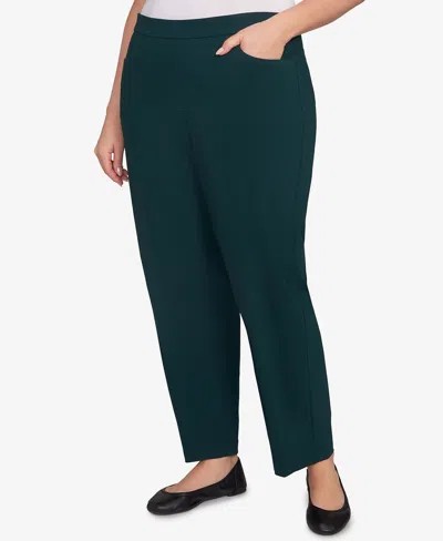 Alfred Dunner Plus Size Classic Allure Fitted Stretch Short Length Pants In Green