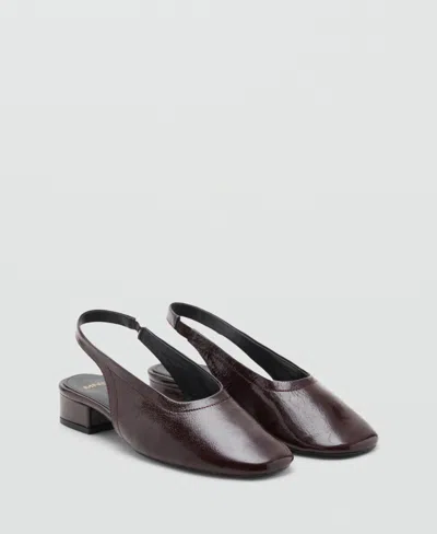 Mango Block Heel Leather Shoes Burgundy In Burgundy