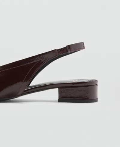 Mango Block Heel Leather Shoes Burgundy In Burgundy