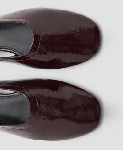 Mango Block Heel Leather Shoes Burgundy In Burgundy