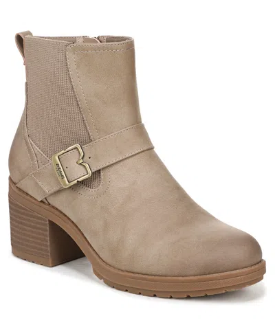 Dr. Scholl's Women's Parker Block Heel Lug Sole Zip Short Boots In Brown