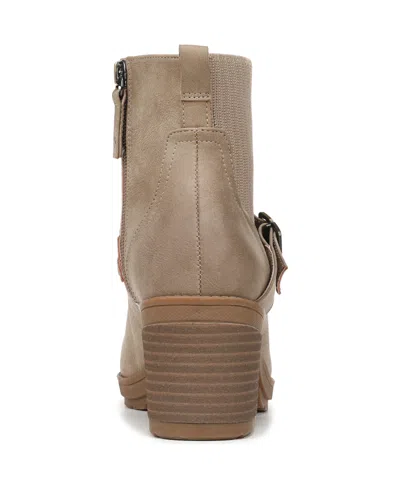 Dr. Scholl's Women's Parker Block Heel Lug Sole Zip Short Boots In Brown