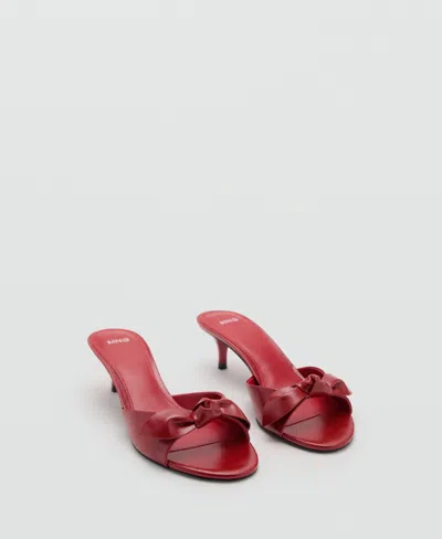Mango Bow Heel Sandals Red In Red