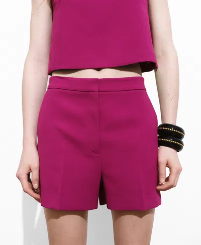 Mango Straight Mid-rise Shorts Fuchsia In Pink