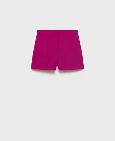 Mango Straight Mid-rise Shorts Fuchsia In Pink