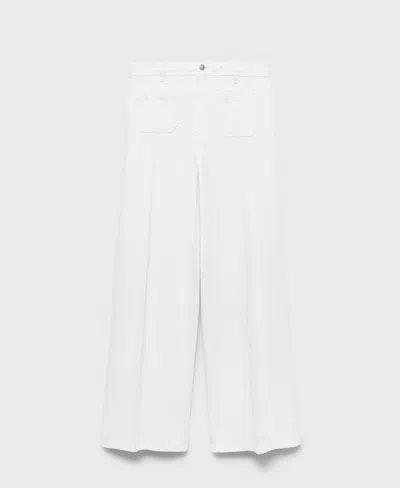 Mango Women's High-rise Wide Leg Jeans In White
