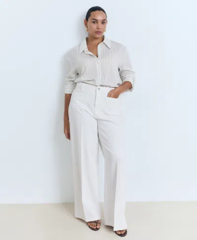 Mango Women's High-rise Wide Leg Jeans In White