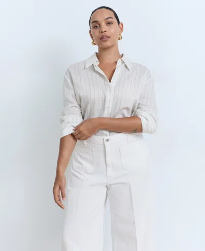 Mango Women's High-rise Wide Leg Jeans In White