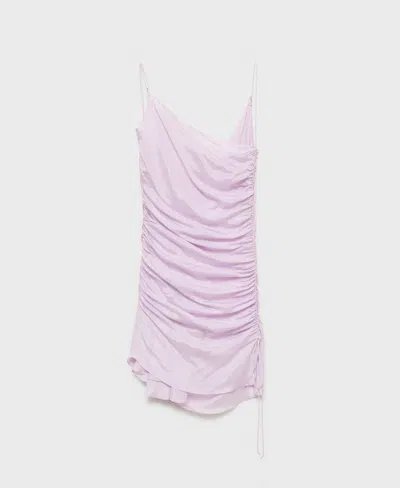 Mango X Supriya Lele Ruched Bodice Mini Dress With Draped Open Back Detail In Purple
