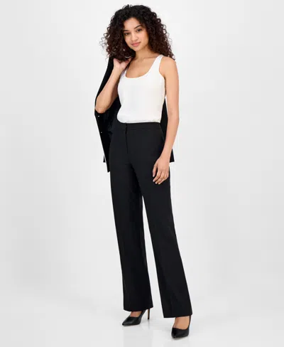 Le Suit Women's Piping-trim Two-button Pantsuit Set, Regular & Petite In Black