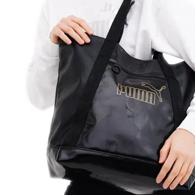 Puma (wmns)  Core Up Large Shopper Bag 'black Gold' In Multi