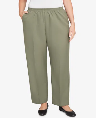 Alfred Dunner Plus Size Classic Poly Accord Short Length Pants In Green