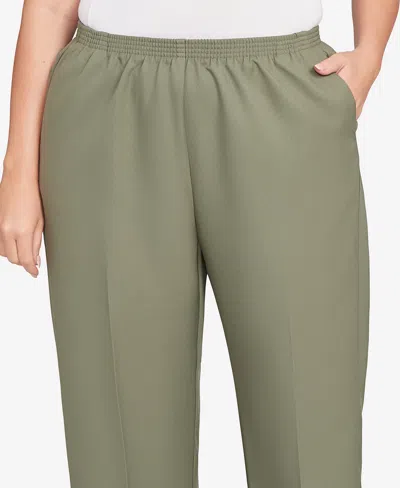 Alfred Dunner Plus Size Classic Poly Accord Short Length Pants In Green