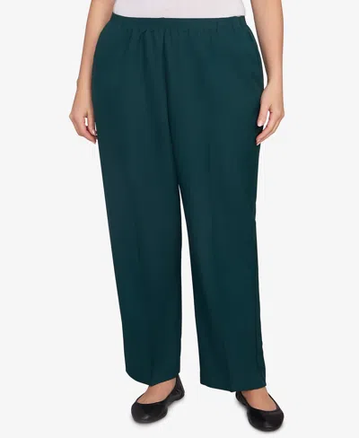 Alfred Dunner Plus Size Classic Poly Accord Short Length Pants In Green