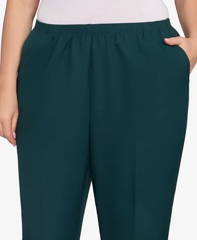 Alfred Dunner Plus Size Classic Poly Accord Short Length Pants In Green