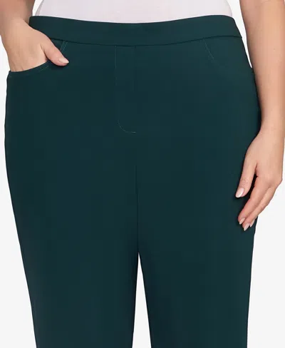 Alfred Dunner Plus Size Classic Allure Fitted Stretch Short Length Pants In Green