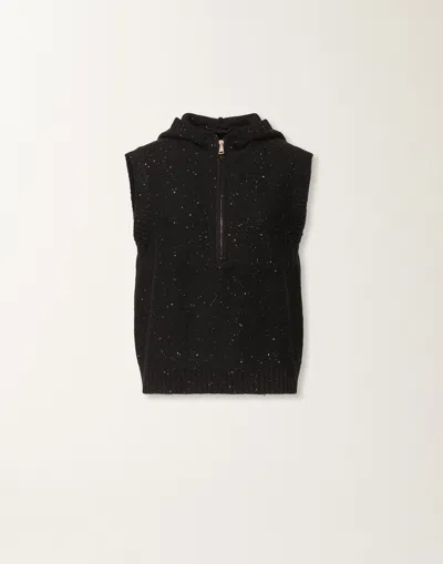 Fabiana Filippi Platinum Vest With Sequins In Black