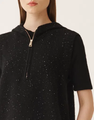 Fabiana Filippi Platinum Vest With Sequins In Black