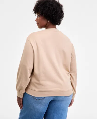 On 34th Trendy Plus Chic Crewneck Sweatshirt, Macy's Exclusive In Neutral