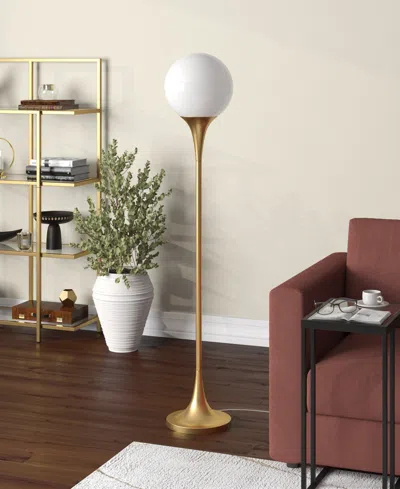 Hudson & Canal Mahdi 70" Metal Torchiere Floor Lamp With Glass Shade