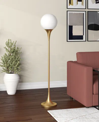Hudson & Canal Mahdi 70" Metal Torchiere Floor Lamp With Glass Shade