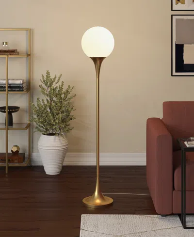 Hudson & Canal Mahdi 70" Metal Torchiere Floor Lamp With Glass Shade