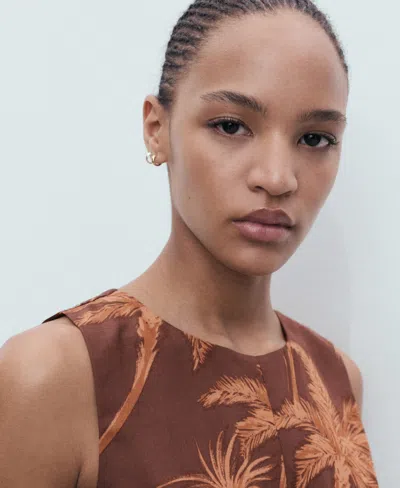 Mango Lyocell Jumpsuit With Cut-out And Knot Detail Brown In Brown