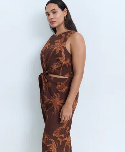 Mango Lyocell Jumpsuit With Cut-out And Knot Detail Brown In Brown
