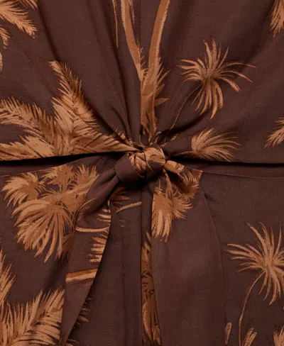 Mango Lyocell Jumpsuit With Cut-out And Knot Detail Brown In Brown