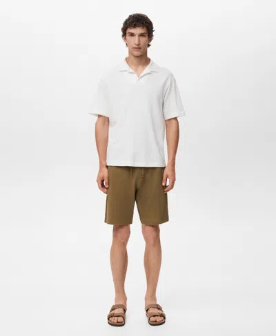 Mango Drawstring Cotton Bermuda Short In Brown