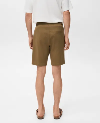 Mango Drawstring Cotton Bermuda Short In Brown