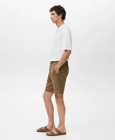 Mango Drawstring Cotton Bermuda Short In Brown