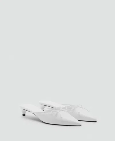 Mango Women's Bow Detail Kitten Shoes In White