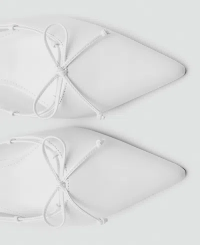Mango Women's Bow Detail Kitten Shoes In White