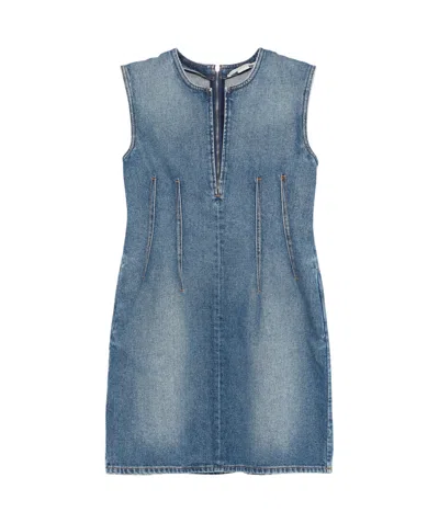 Stella Mccartney Sleeveless Mini Denim Dress In Blue