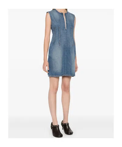Stella Mccartney Sleeveless Mini Denim Dress In Blue
