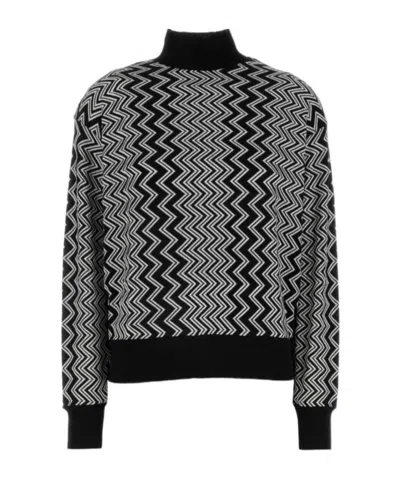 Missoni Embroidered Wool Blend Sweater In Black