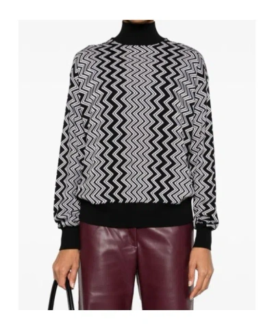 Missoni Embroidered Wool Blend Sweater In Black